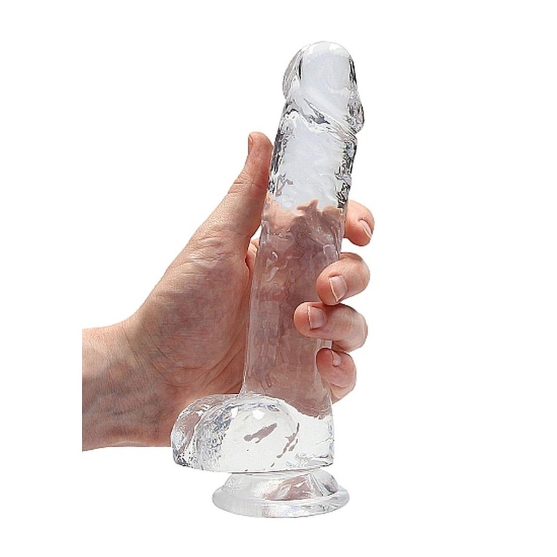 Przezroczyste dildo gumowe z prostym trzonem 21cm